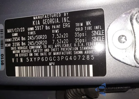 2023 Kia Telluride S из США, поврежденный, VIN 5XYP6DGC3PG407285